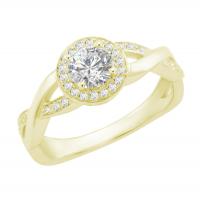 Zlatý halo prsteň s diamantmi a motívom nekonečna Raffel