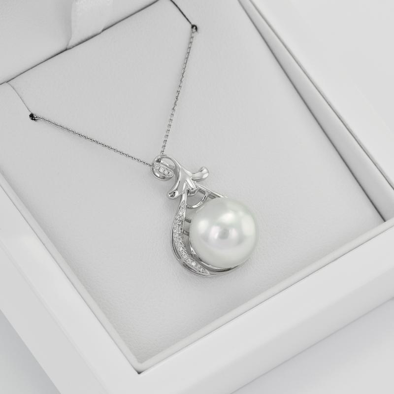 Zlatý náhrdelník s bielou perlou 29448