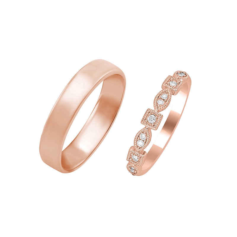 Komfortné pánsky snubný prsteň z ružového zlata s lesklým povrchom 29888