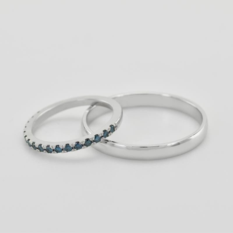 Zlatá eternity obrúčka s modrými diamantmi a komfortný prsteň 32108