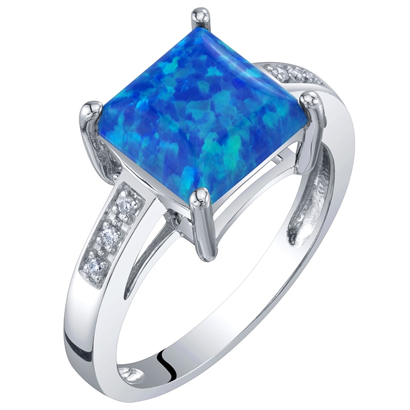 Zlatý prsteň s modrým opálom a diamantmi Lindsay