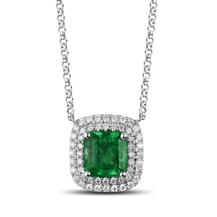 Zlatý náhrdelník so smaragdom a diamantmi Gowri