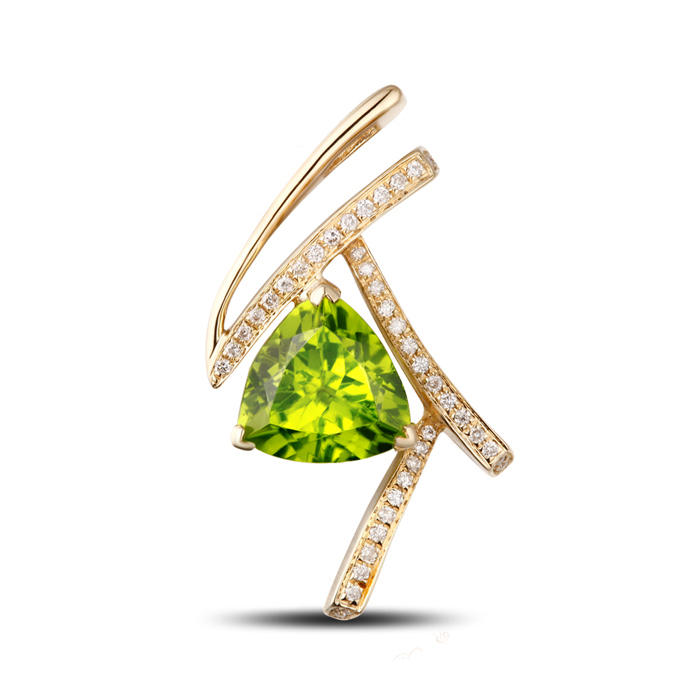 Olivínový zlatý prívesok s diamantmi Jewel