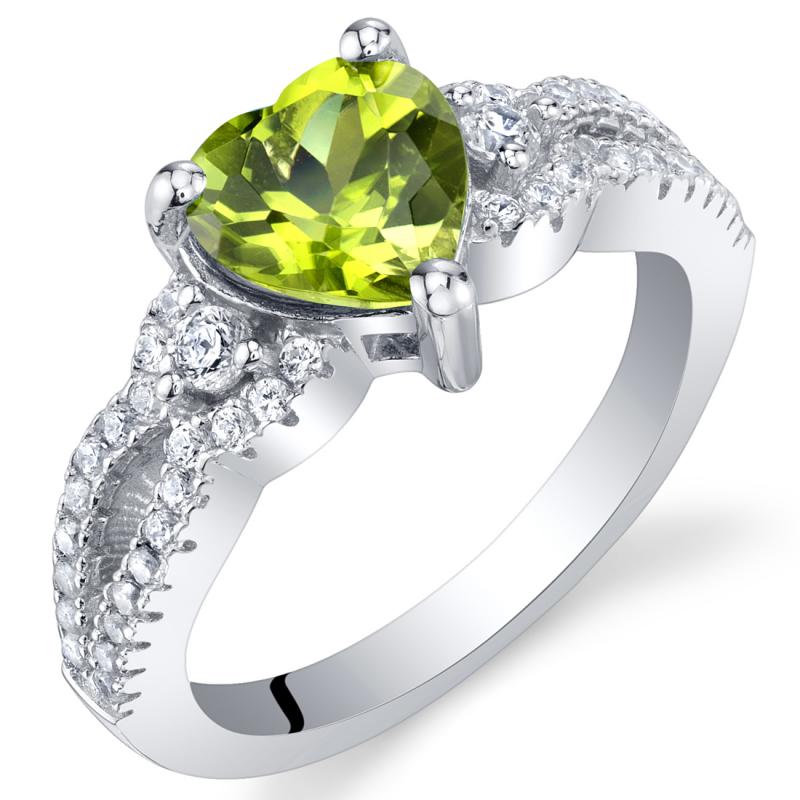 Olivínový strieborný prsteň