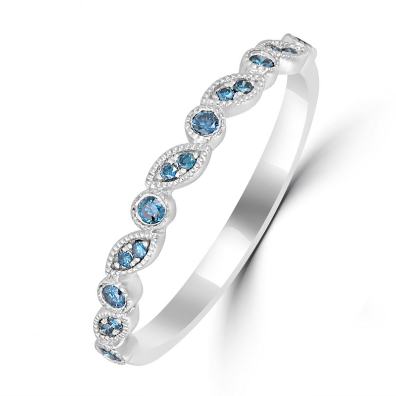 Vintage obrúčka s modrými diamantmi a pánský komfortný prsteň 38318