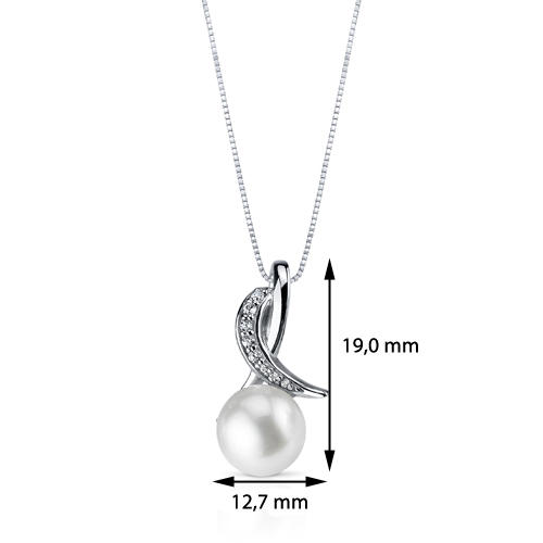 Strieborný náhrdelník s perlou a zirkónmi 4188