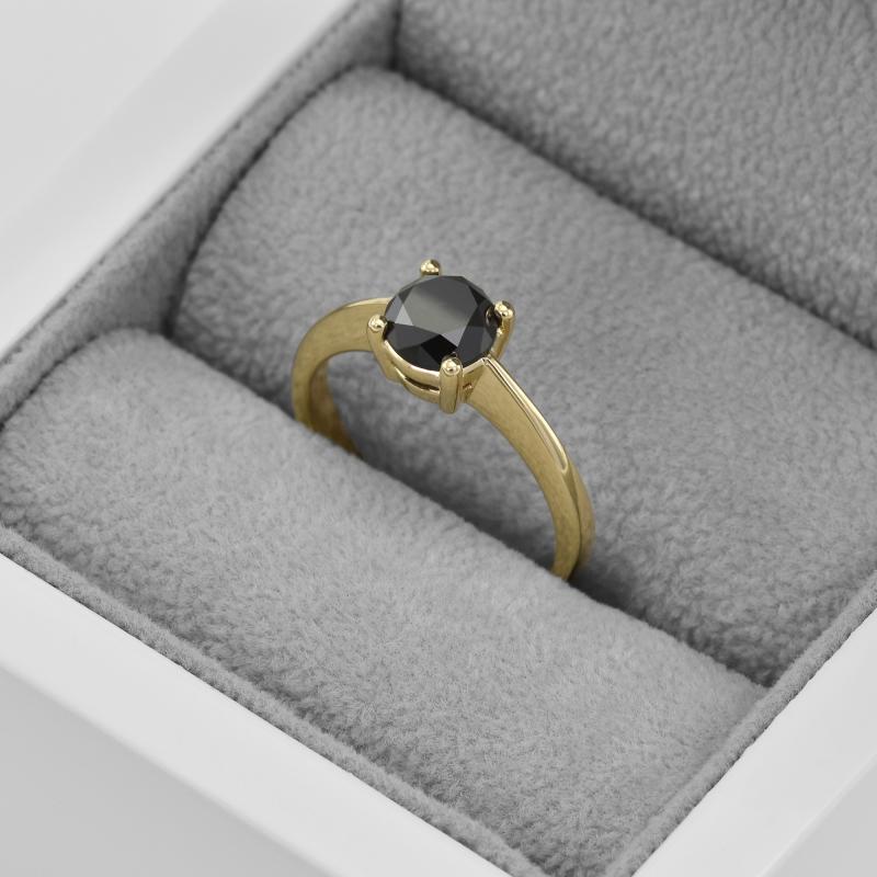 Prsteň s čiernym diamantom zo zlata 45088