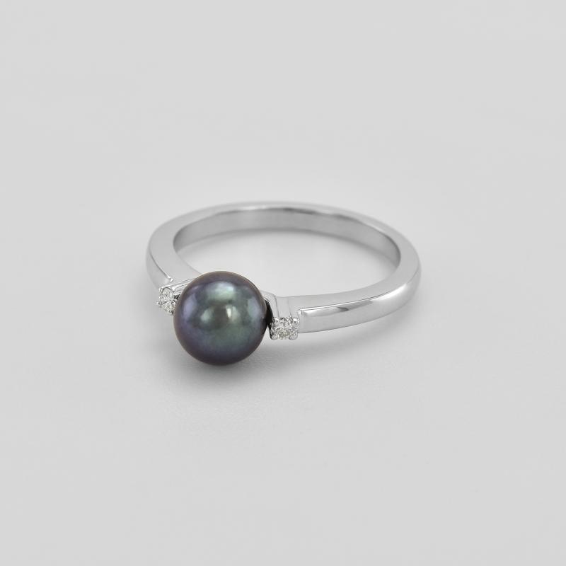Elegantný prsteň s diamantmi a perlou 45318