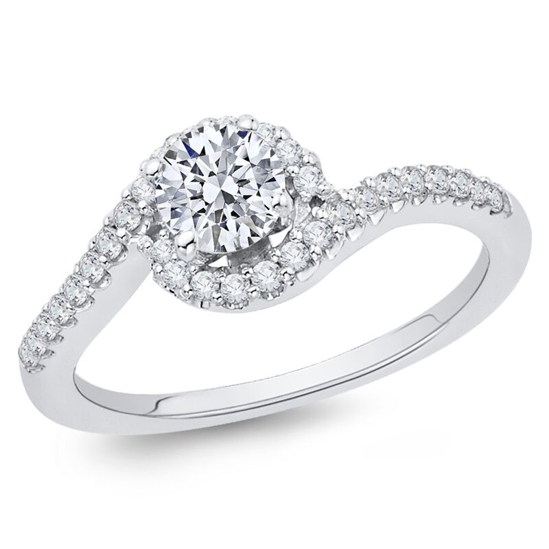 Elegantný zlatý zásnubný prsteň s diamantmi 46428