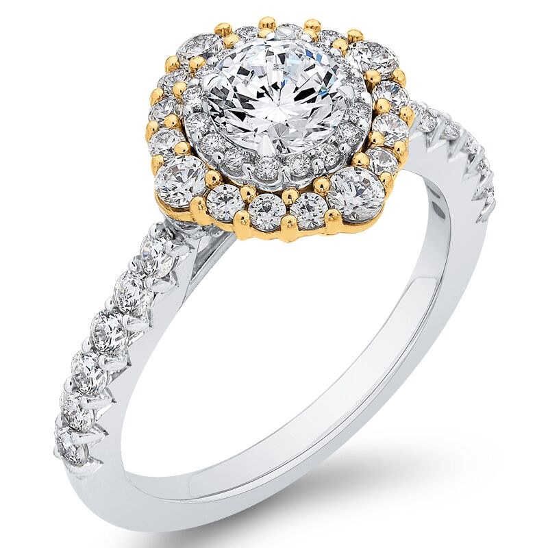 Dvojitý halo prsteň z bieleho a žltého zlata 46468