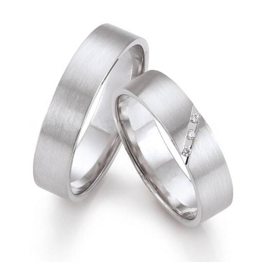 Elegantní platinové snubné prstene Crelia
