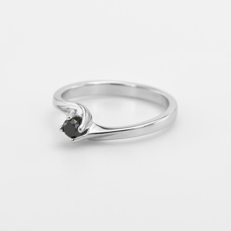 Zlatý zásnubný prsteň s čiernym diamantom 49858