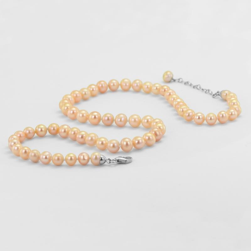 Strieborný náhrdelník s broskyňovými perlami Zarela 50698