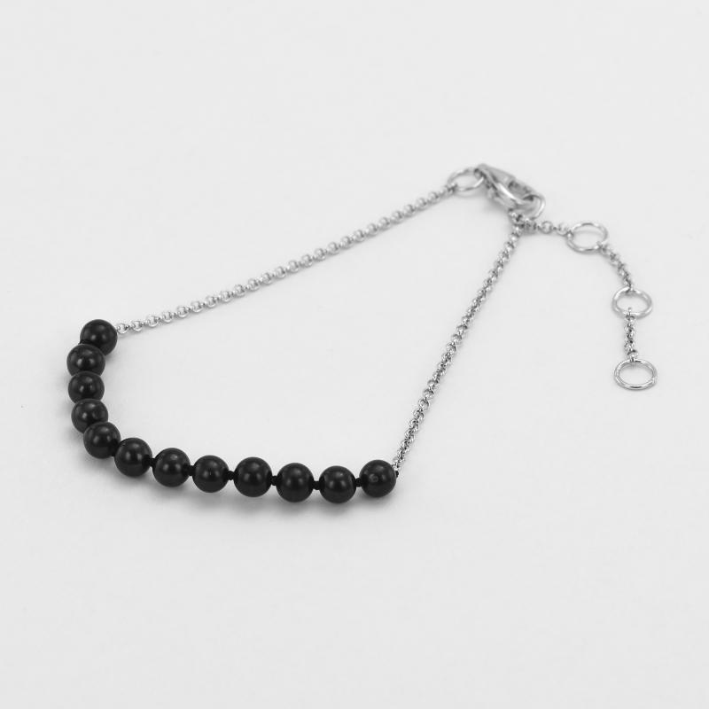 Strieborný náramok s čiernými perlami Aarush 50788