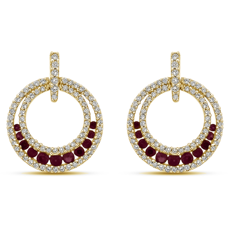Luxusné zlaté náušnice s diamantmi a rubíny Hazael 51868