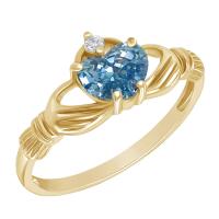 Zlatý claddagh prsteň s topásom a diamantom Valma