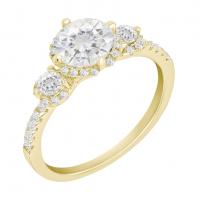 Zlatý zásnubný prsteň s moissanitmi a lab-grown diamantmi Vevein