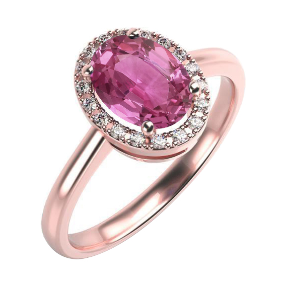 Zlatý prsteň s ružovým zafírom