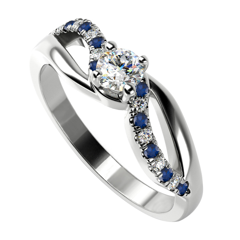 Zásnubný prsteň s diamantmi a zafírmi Camide