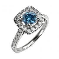 Zlatý zásnubný prsteň s modrým a bielymi diamantmi Lealy