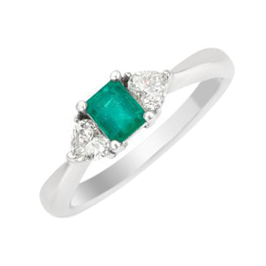 Platinový prsteň so smaragdom a diamantmi
