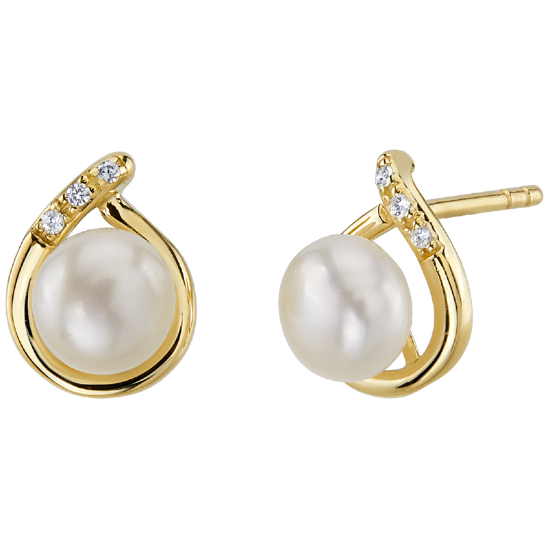 Romantické zlaté náušnice s perlami a zirkónmi Trista