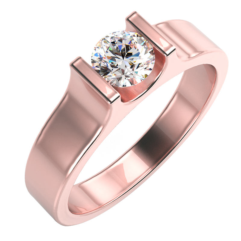 Prsteň s diamantom z růžového zlata 74048