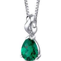 Strieborný náhrdelník so simulovanou smaragdovou slzou Eva