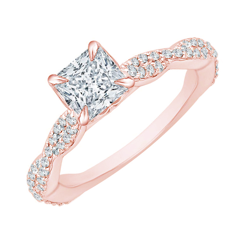 Zásnubný diamantový prsteň z ružového zlata 75138