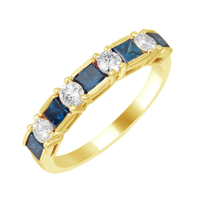 Zlatý prsteň s modrými a bielymi diamantmi 79128