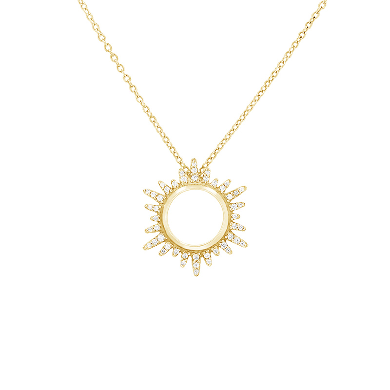 Náhrdelník v tvare diamantového slunce zo žltého zlata 79698