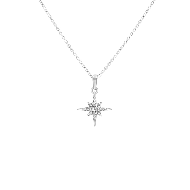 Náhrdelník v tvare diamantové hviezdy z bieleho zlata 80558