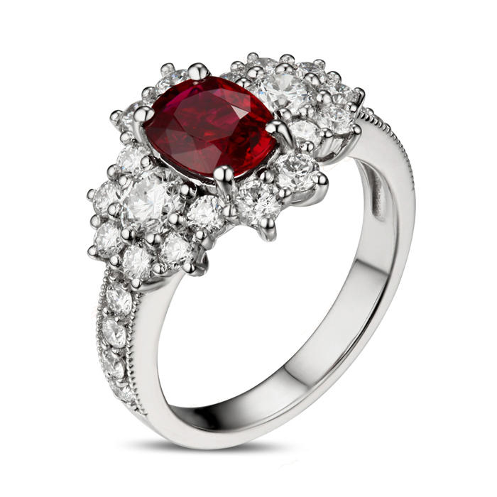 Diamantový prsteň s rubínom