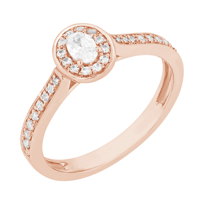 Pôvabný halo prsteň s blyšťavými diamantmi 
