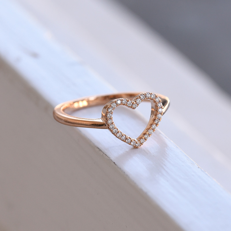 Prsten v tvare srdca z ružového zlata 84808