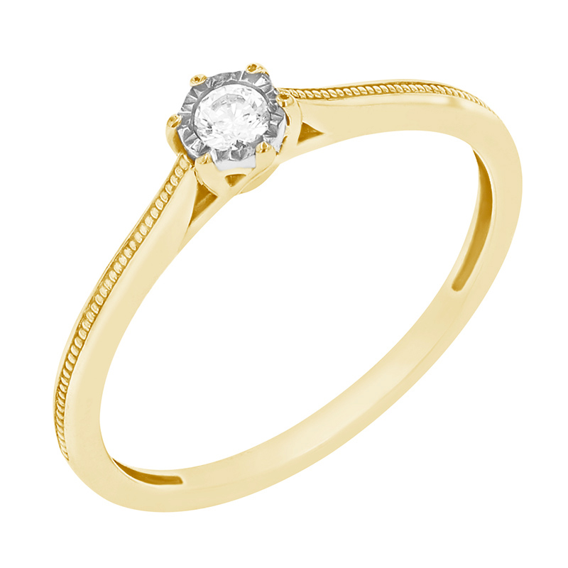 Dokonalý prsteň s diamantom zo žltého zlata