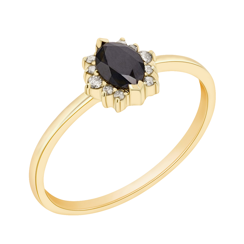 Zásnubný prsteň s čiernym marquise diamantom