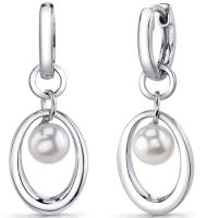 Elegantné strieborné náušnice s perlami Zanel