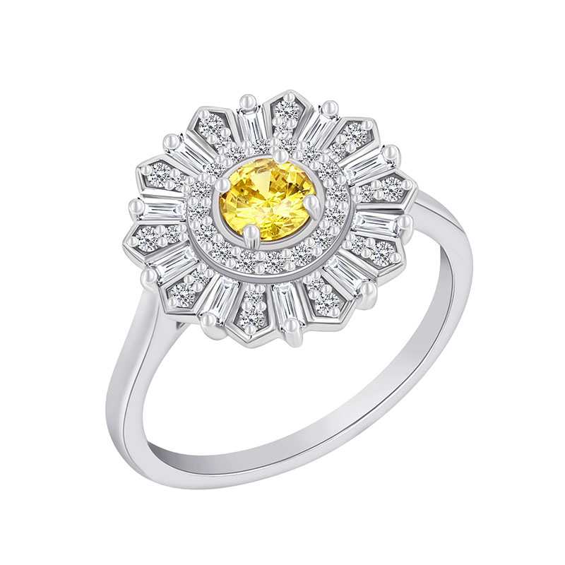Diamantový prsteň so žltým zafírom zo zlata