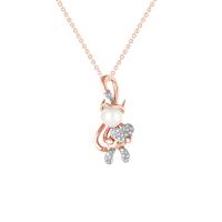Zlatý diamantový náhrdelník s čertom a perlou Laurent
