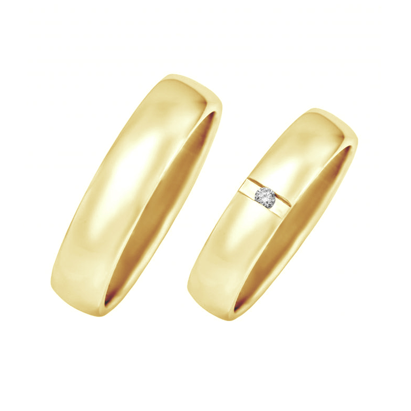 Zlaté svadobné prstene s diamantom Eura 96058