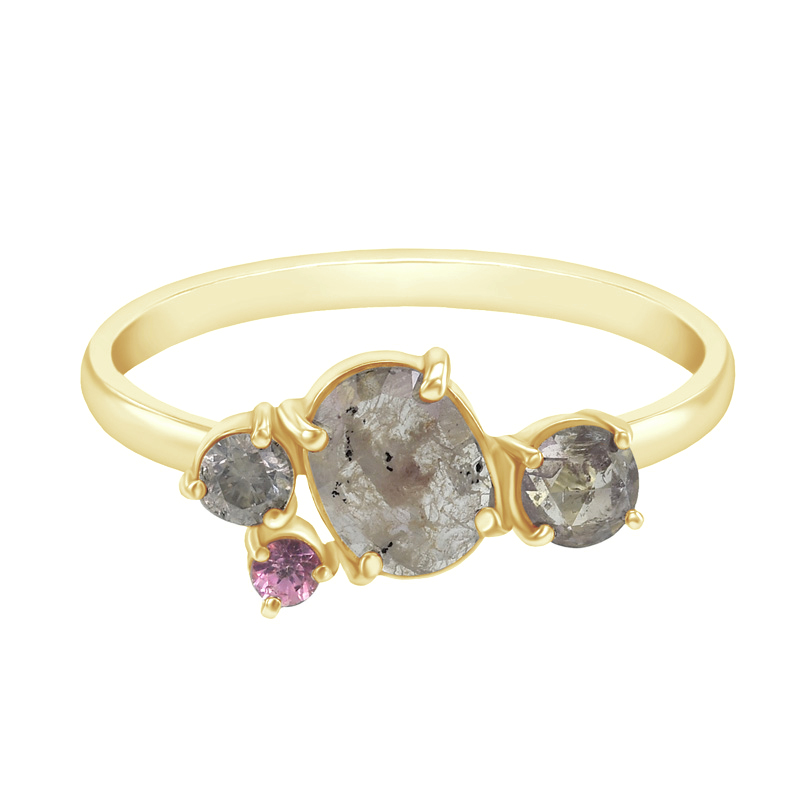 Netradičný prsteň s diamantmi a zafírom Terra 97468