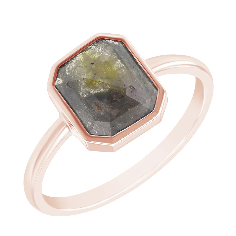 Zlatý prsteň s emerald salt'n'pepper diamantem Fania 97478