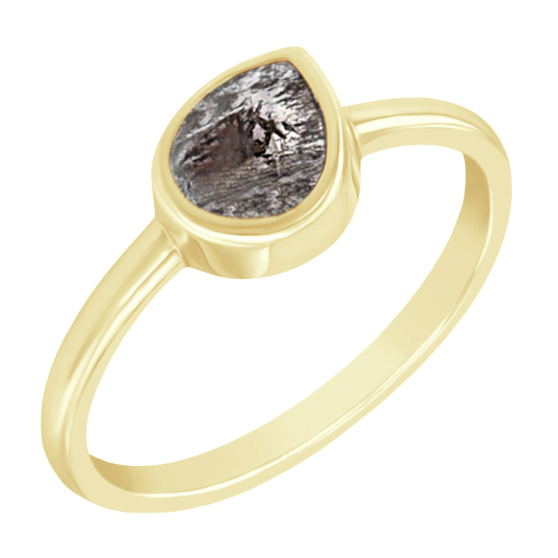 Prsteň zo zlata so salt´n´pepper pear diamantom Levander 97508