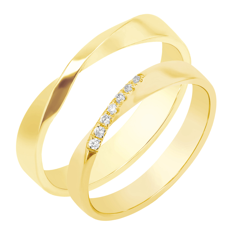 Zlaté prepletené svadobné obrúčky s diamantmi Mill 98808