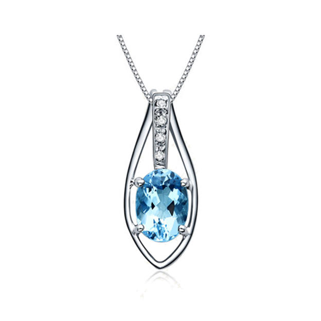 Elegantný zlatý náhrdelník s akvamarínom a diamantmi Samanie