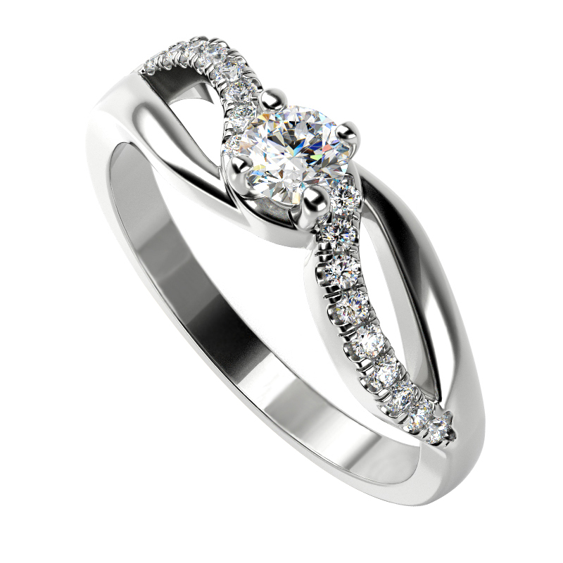 Zásnubný prsteň s moissanitom a diamantmi Laly