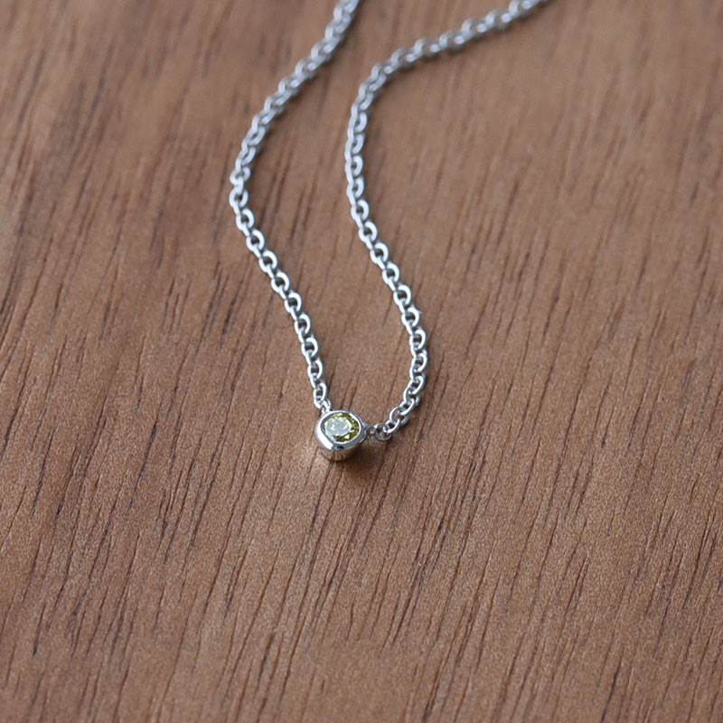 Strieborný minimalistický náhrdelník so žltým diamantom Vieny 103669