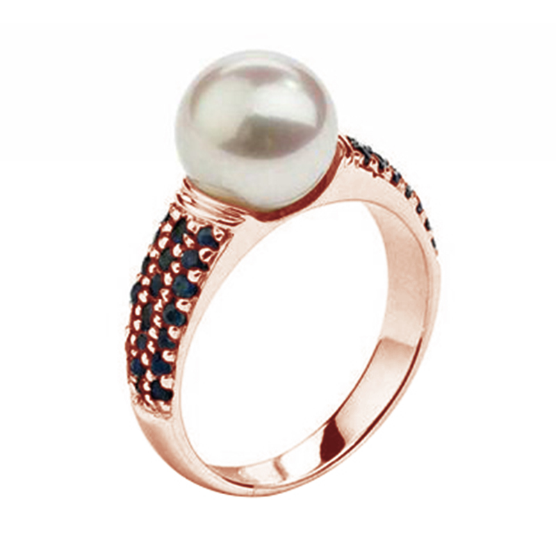 Zlatý prsteň s perlou a zafírmi Elma 104419