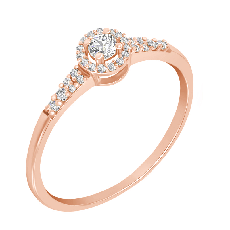 Strieborný halo prsteň s lab-grown diamantmi Ranveer 104509